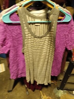 CAbi Olive Green Striped Racerback Tank Top